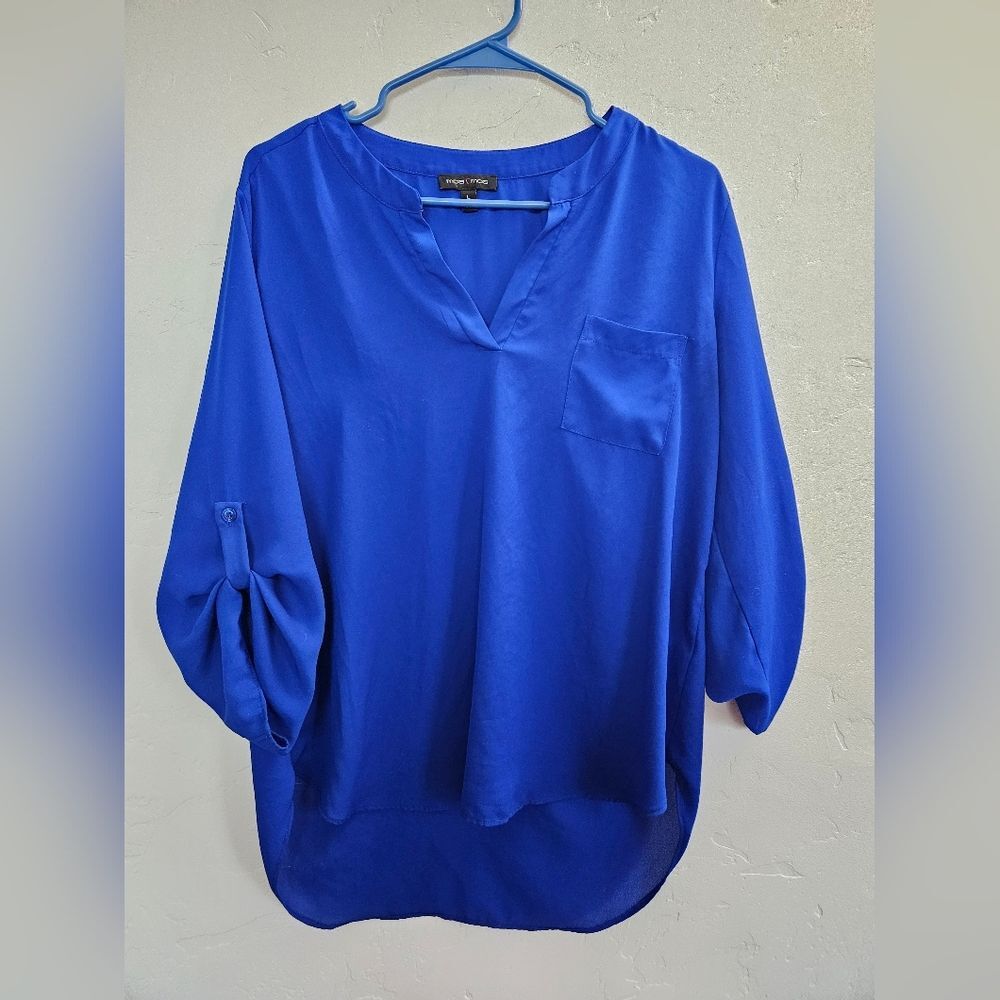 Moa Moa Royal Blue V-neck Blouse